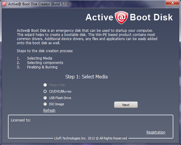 Boot Disk main screen