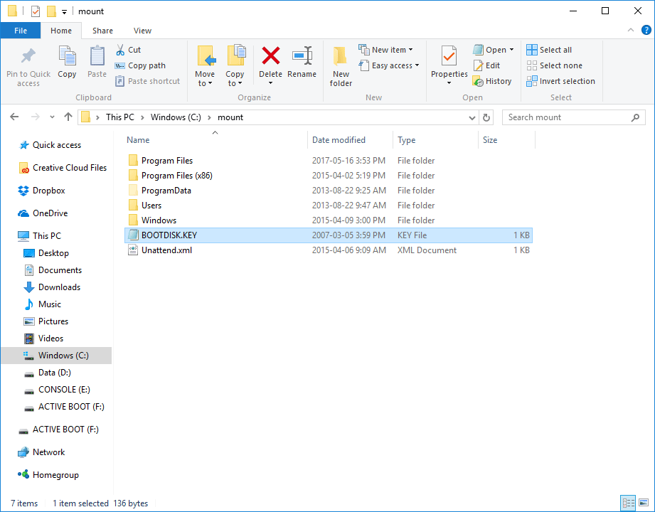 active boot disk windows pe is greyed out